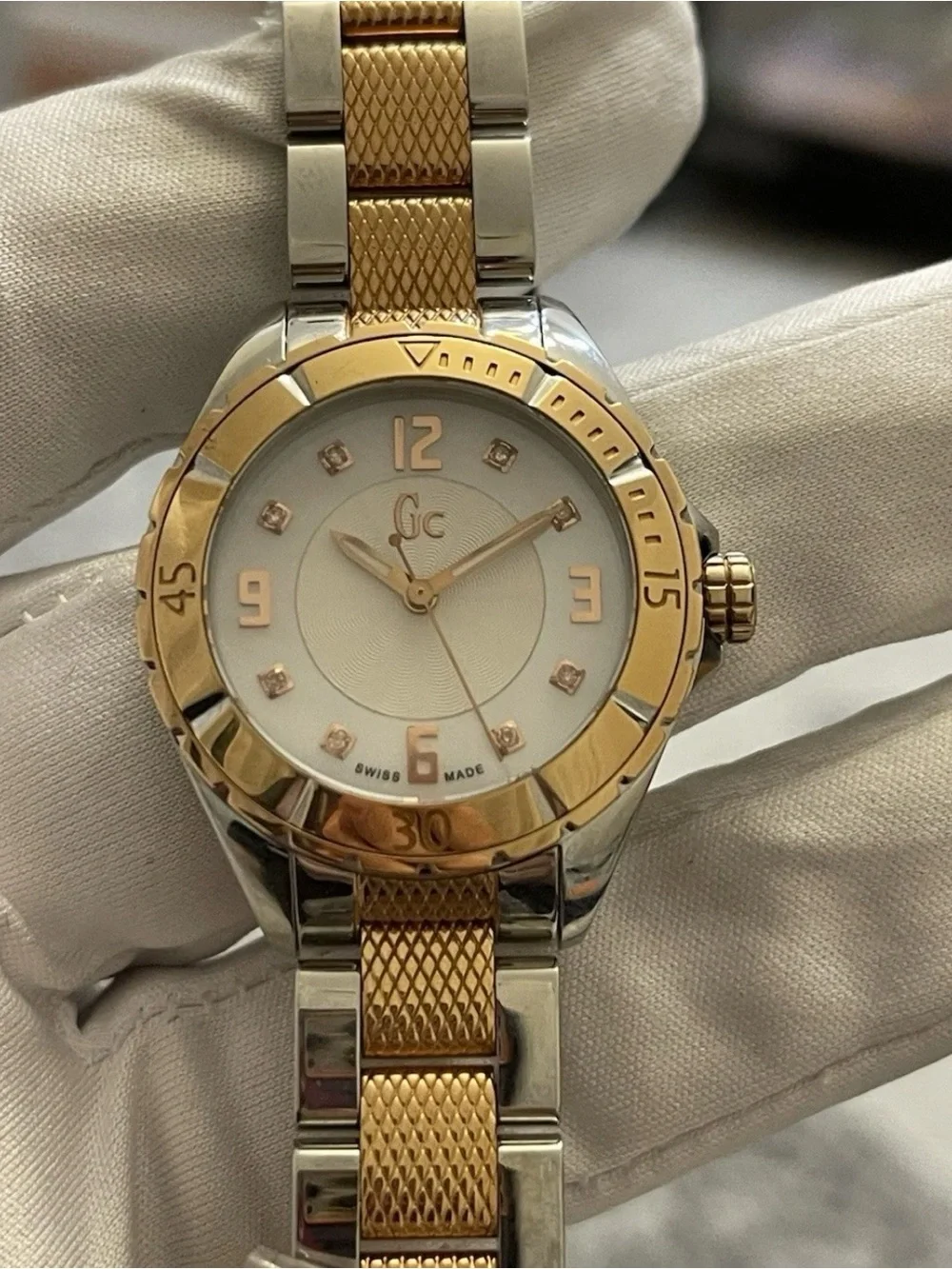 GC Guess Collection C68103 / X68103 Ladies Two Tone Diamond Dial Swiss Watch